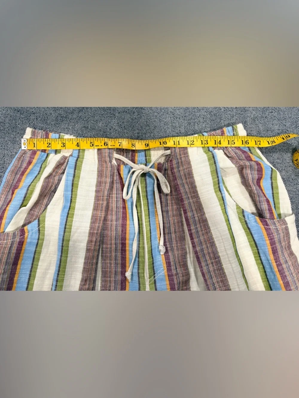 Free People Day's End Linen Striped Pull-On Pants | Color: Ivory Combo | size: L - Picture 5 of 8